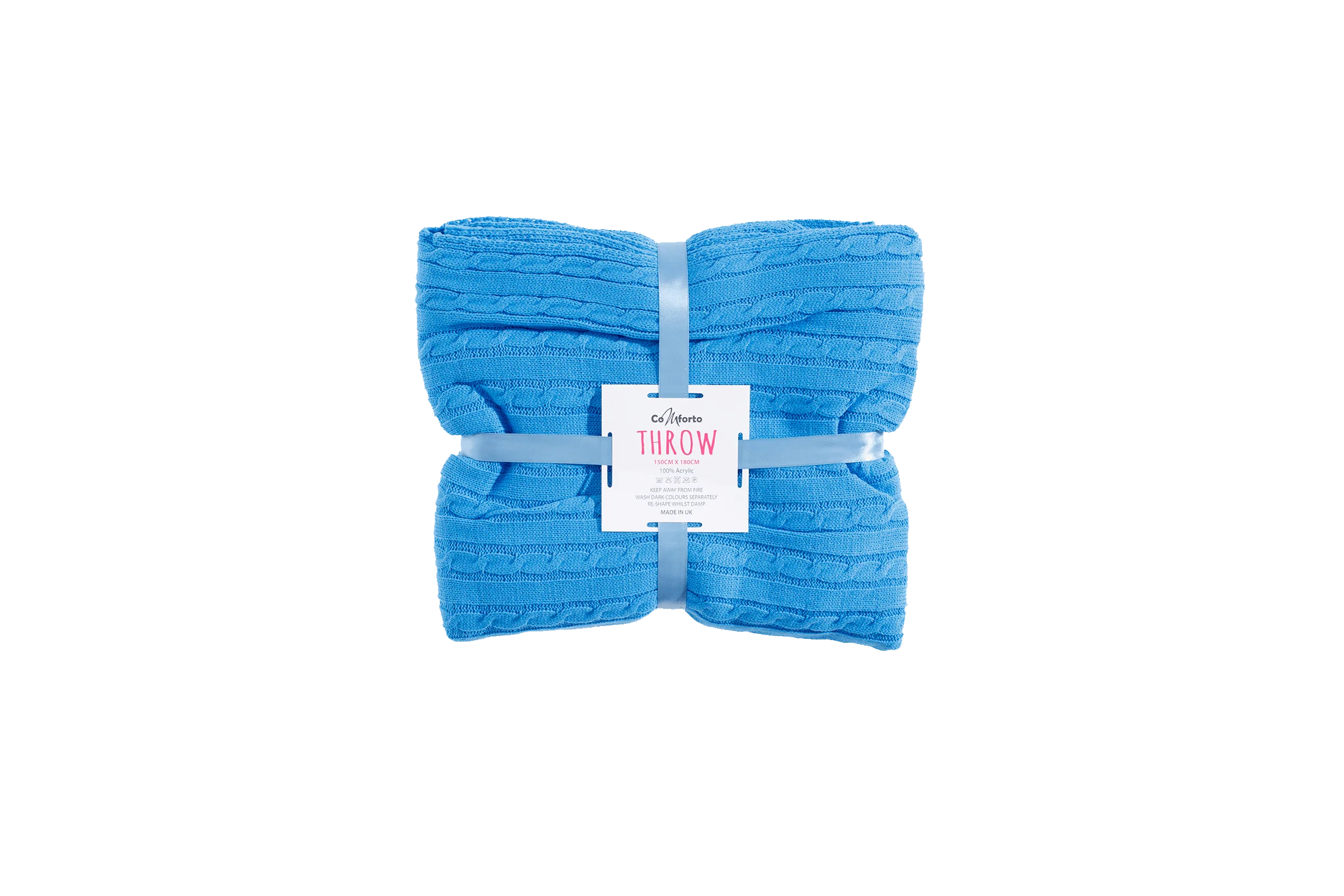 Blue - Cable Knit Blanket - notjust