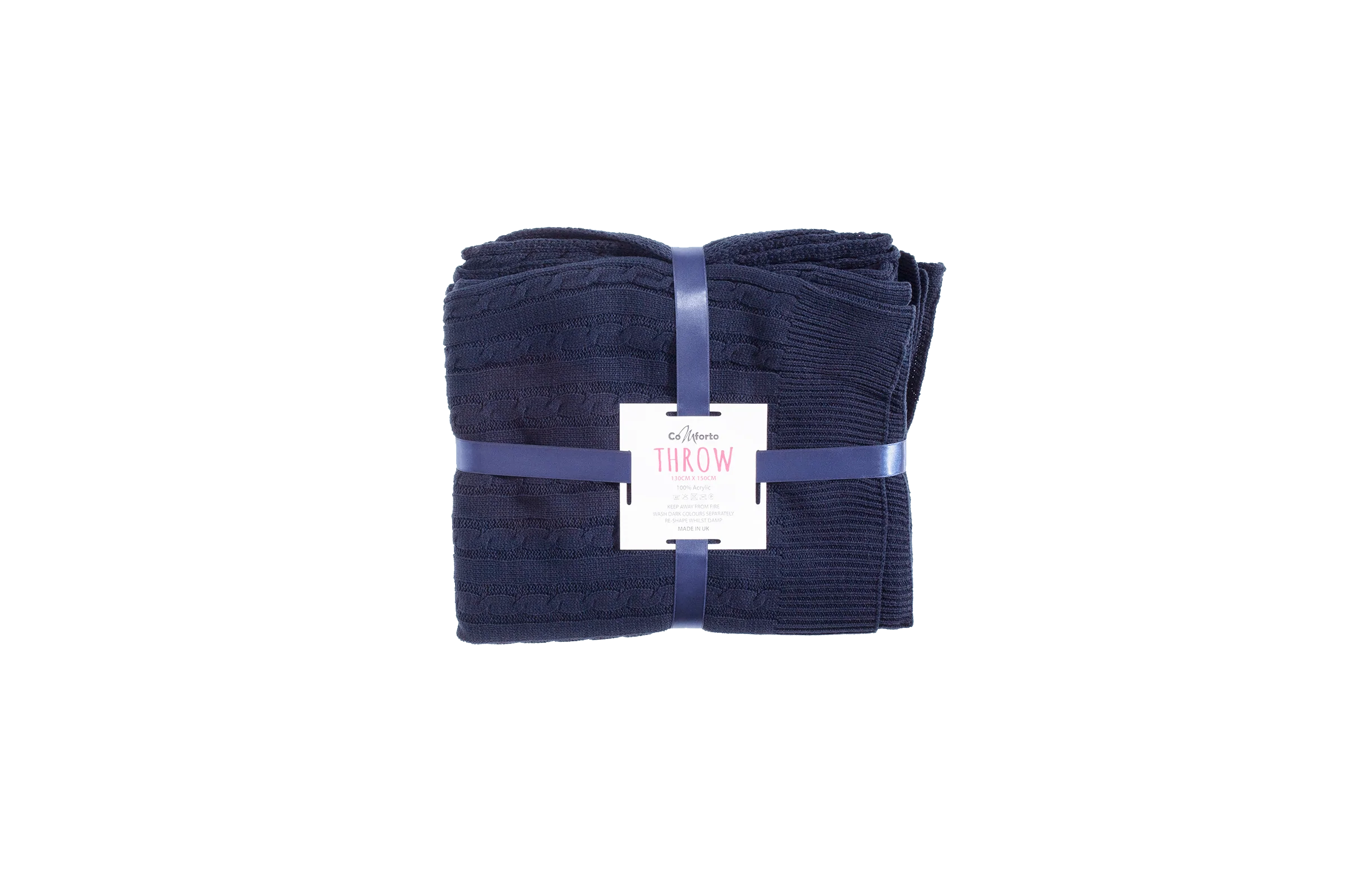 Navy - Cable Knit Blanket - notjust