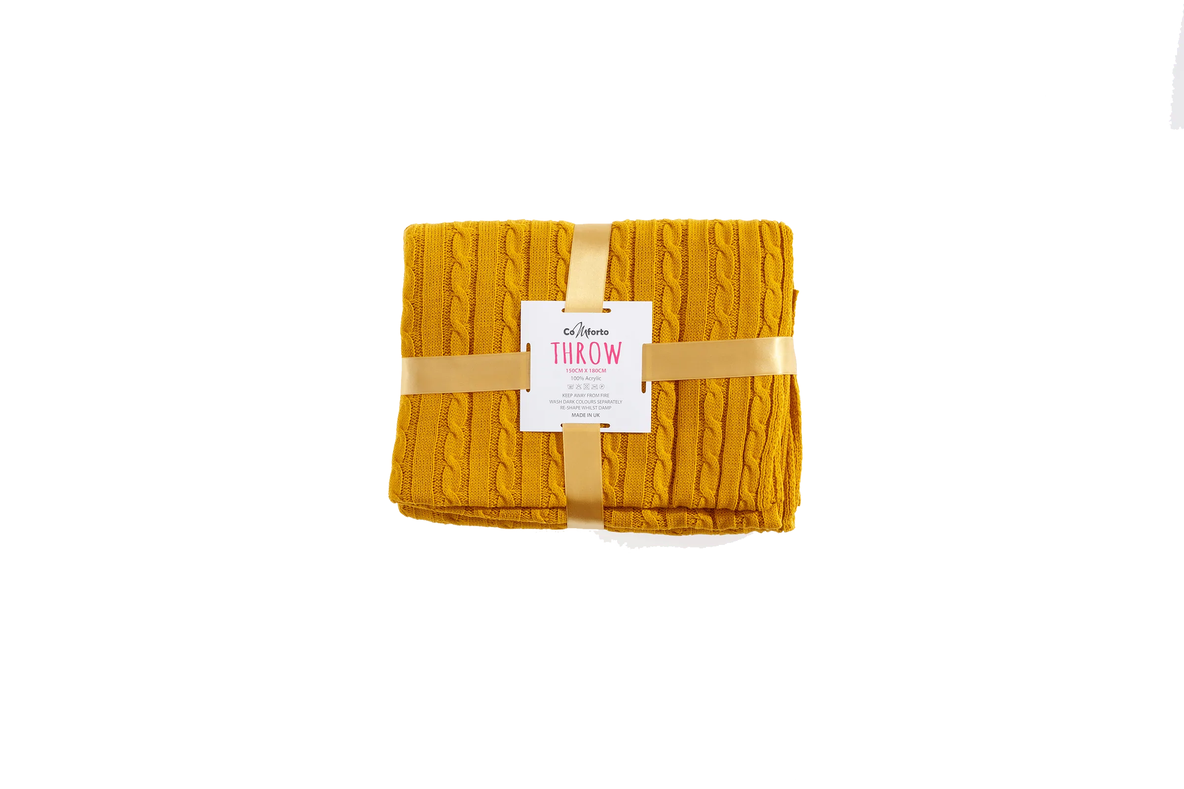 Queen's Mustard - Cable Knit Blanket - notjust