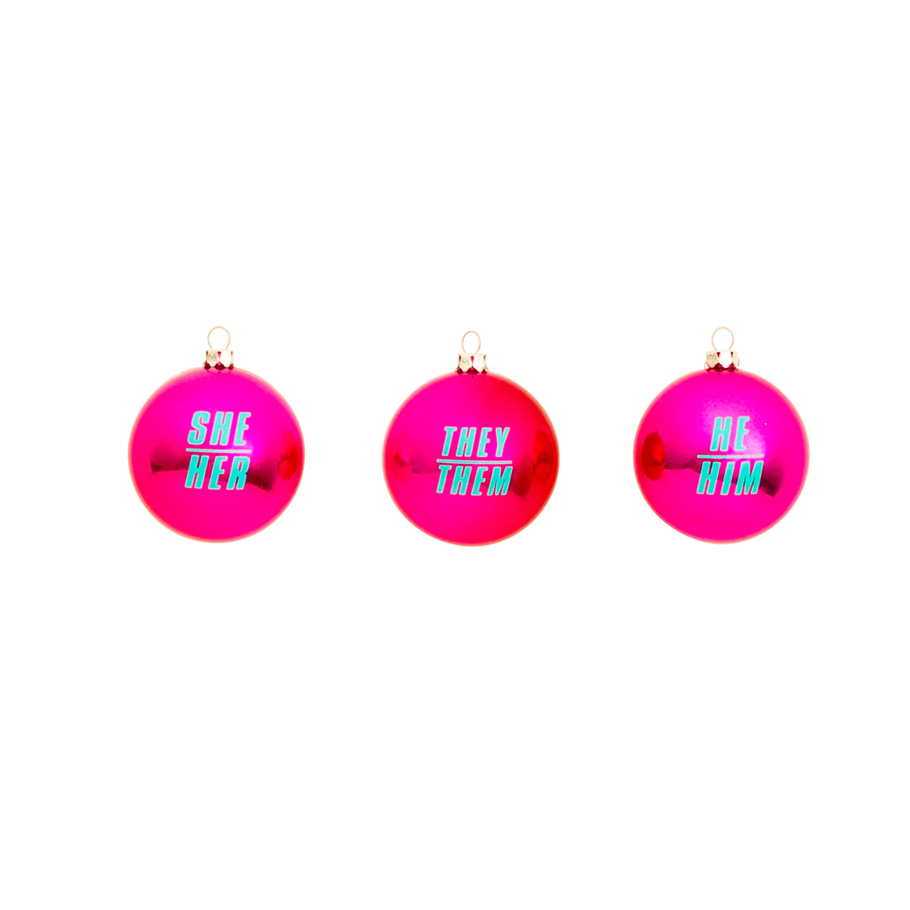 Gender Pronoun Baubles - Pack of 3 - notjust