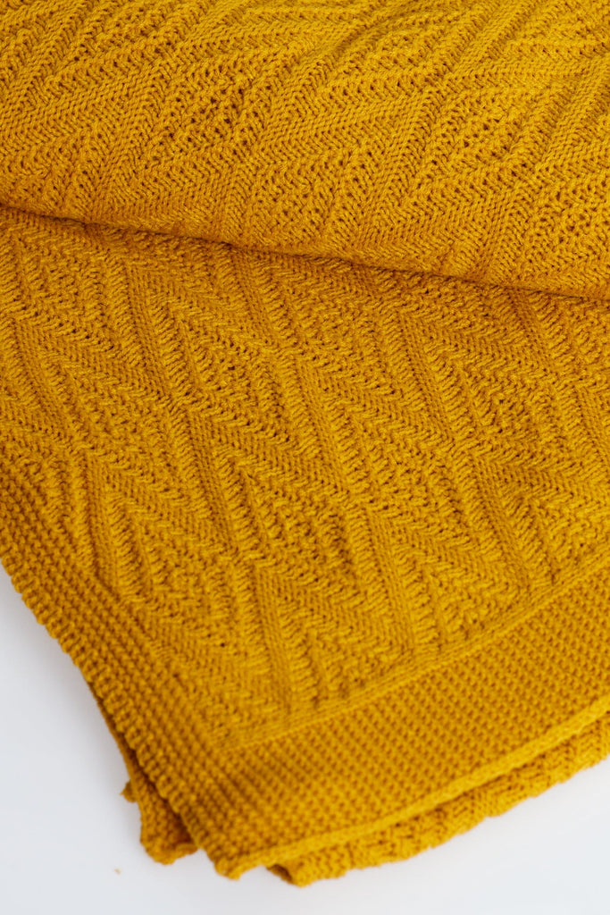 Mustard - Diamond Stitch Blanket - notjust