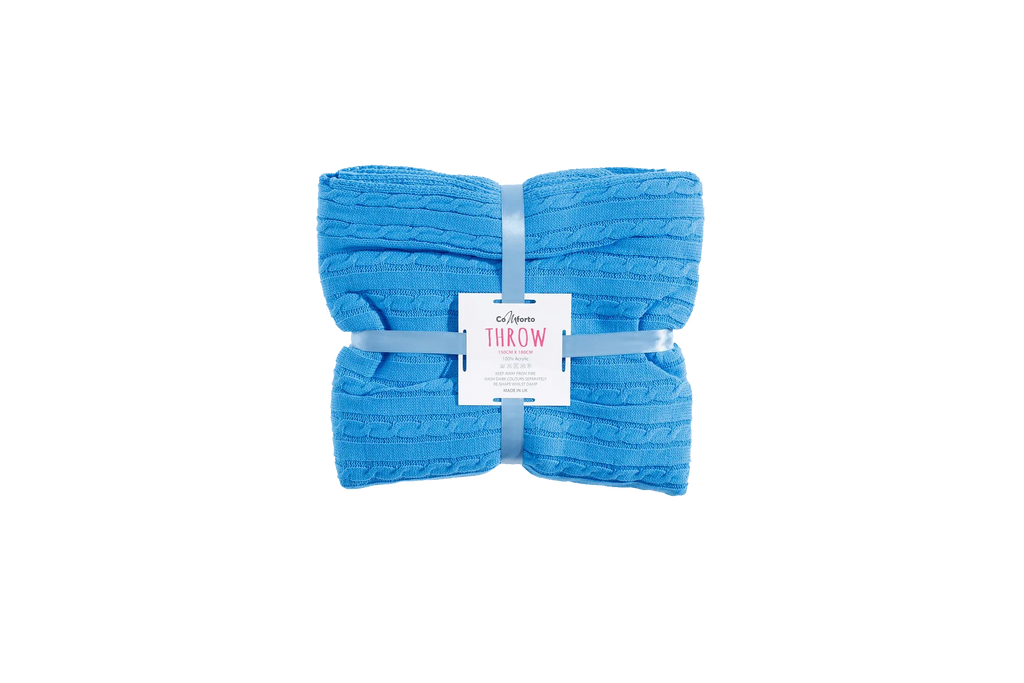 Blue - Cable Knit Blanket - notjust
