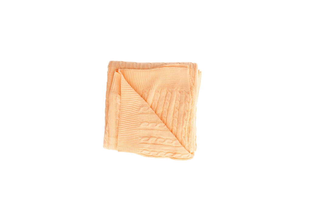 Peach  - Cable Knit Blanket - notjust