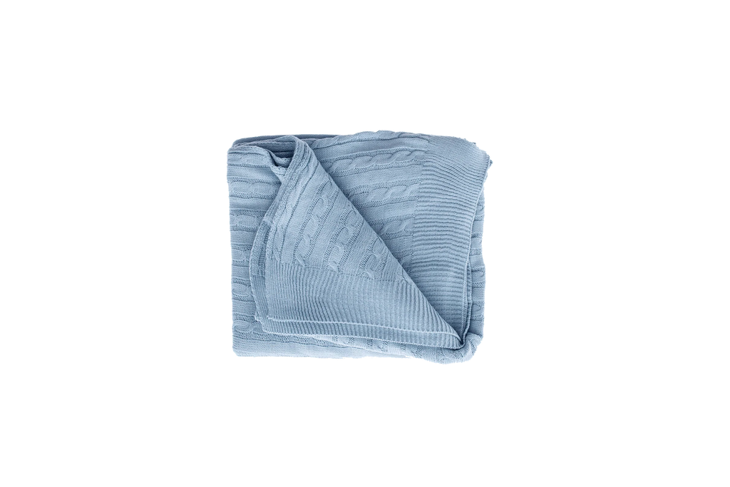 Dusty Blue - Cable Knit Blanket - notjust